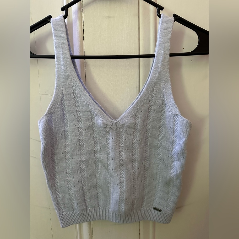 Light blue women’s Hollister sweater vest size small.